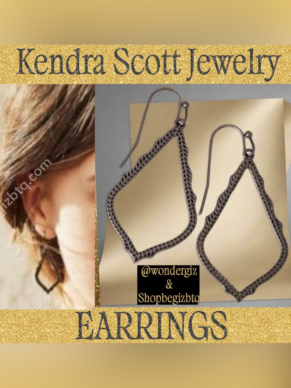 Kendra Scott Authentic Sophia Drop Earrings Gunmetal Black